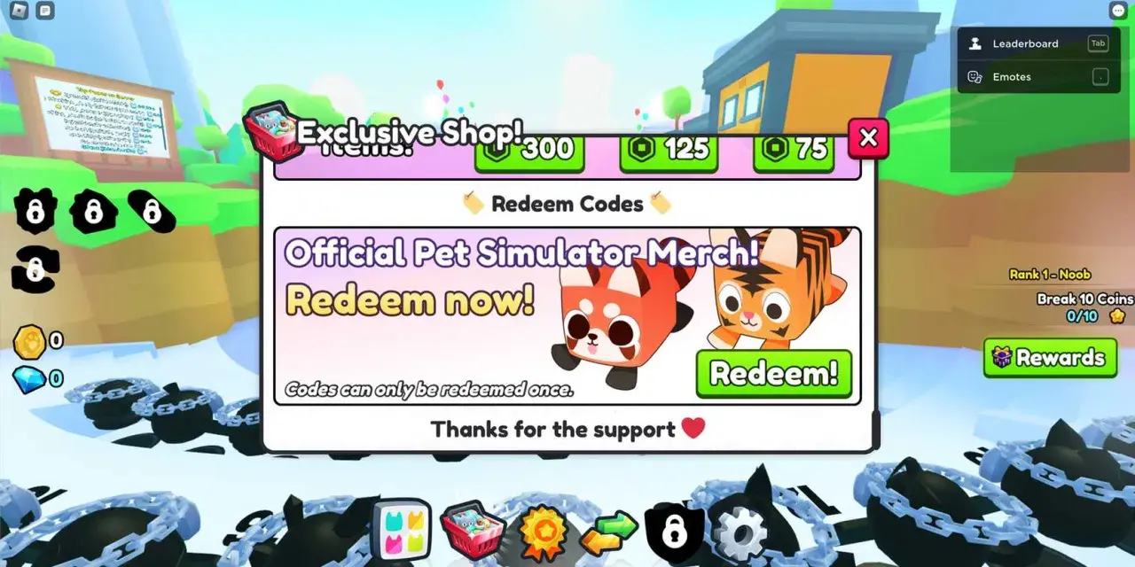 W grze Pet Simulator 99 szukaj kodów na oficjalne gadżety! Kliknij "Redeem" i zdobądź nagrody.