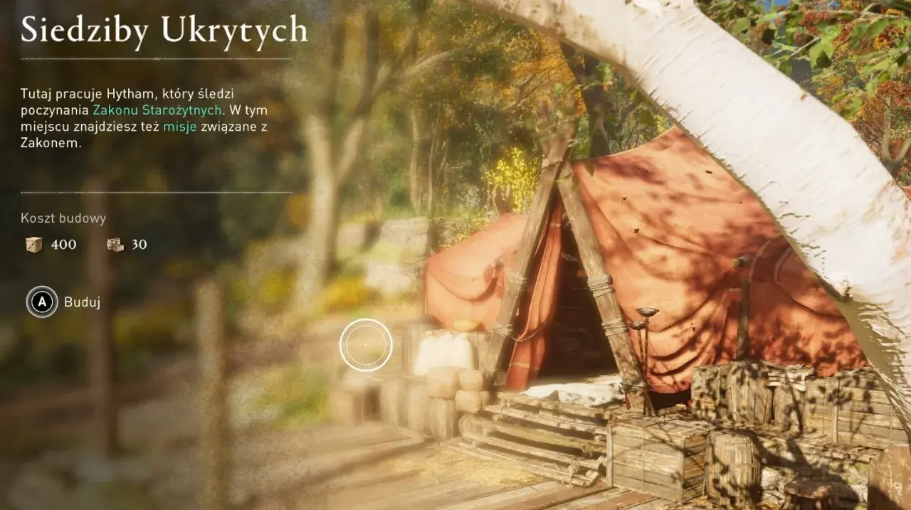 AC Valhalla poradnik: budowa Siedziby Ukrytych. Hytham śledzi Zakon Starożytnych. Koszt: 400 drewna, 30 materiału.