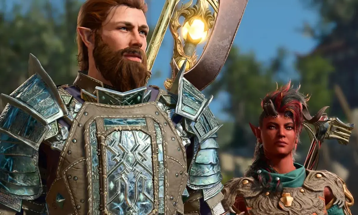 Gale BG3 w zbroi, obok niego demonica. Gotowi na przygodę w świecie Baldur's Gate 3.
