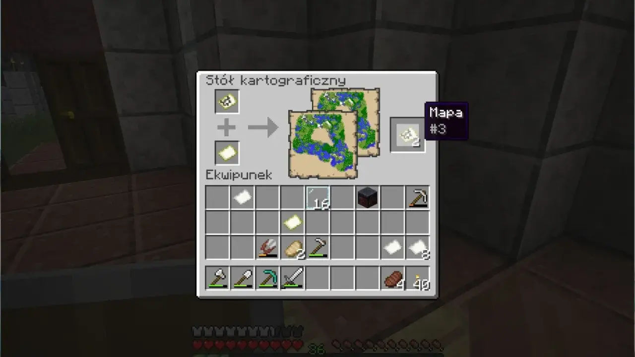 Jak zrobić stół kartograficzny w Minecraft: połącz papier z mapą, by stworzyć nową mapę #3.