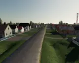 Droga przez wieś z domkami i wieżą telekomunikacyjną. Idealna sceneria dla fs 19 mapy.