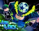 Postacie z gry "Blue Lock Rivals" w akcji, z piłką i zielonymi płomieniami.