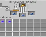 Stojak do warzenia w Minecraft tworzy potki. Widać tu marchewkę, wodę i trzy gotowe potki.