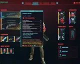 Interfejs gry Cyberpunk 2077: ekwipunek z karabinem Widow Maker, zasady gry widoczne w statystykach broni.