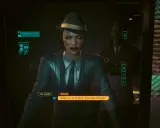 Kobieta w kapeluszu i garniturze, w tle mężczyzna. Interfejs gry, tekst "Robię tu za królika doświadczalnego?". To cyberpunk interregnum.
