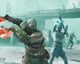Kratos z płonącymi toporami walczy z lodowymi wrogami. Ile godzin zajmie ukończenie tej epickiej przygody w God of War Ragnarök?