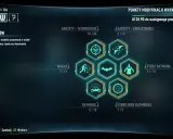 Menu gry Batman Arkham Knight. Widok drzewka umiejętności Waynetech, gdzie można ulepszać gadżety, walkę, batmobil i strój.