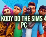 Cztery Simsy z The Sims 4, z napisem "KODY DO THE SIMS 4 PC". Dowiedz się, jak używać kod na zablokowane obiekty.