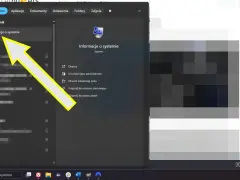 Strzałka wskazuje "Informacje o systemie", gdzie można sprawdzić ustawienia, w tym UEFI Secure Boot.