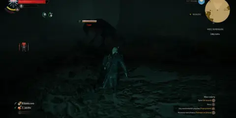 Geralt z Rivii walczy z Czartem, celując w niego mieczem Berengara.