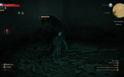 Geralt z Rivii walczy z Czartem, celując w niego mieczem Berengara.