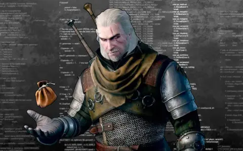 Geralt z Rivii, otoczony kodem, szuka **kodów do HoI4**.