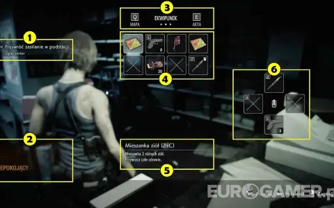 Poradnik Resident Evil 3: Jill walczy o przetrwanie, zbierając zioła i amunicję. Ekwipunek i mapa pomagają w walce.