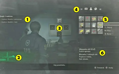 Resident Evil 2 solucja: Leon szuka medalionów, ma pistolet i apteczkę. W ekwipunku klucze i mapy.
