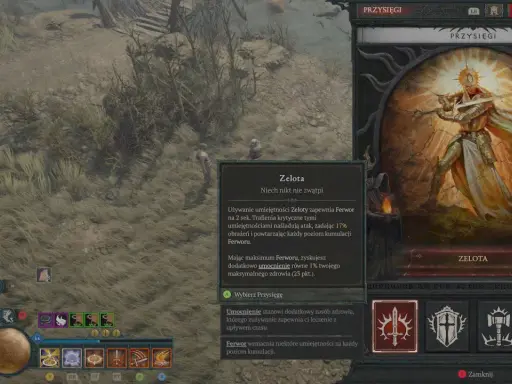 Diablo 2 Paladyn build: Przysięga Zeloty wzmacnia ataki i zapewnia umocnienie. Idealne dla gracza szukającego potężnego paladyna.