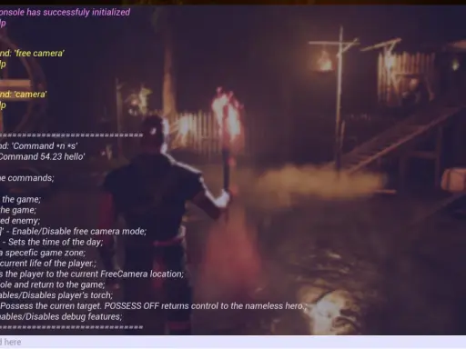 Gothic 2 kody na umiejętności: konsola pokazuje komendy, np. 'help' dla pomocy, 'kill' dla zabicia wroga, 'freecamera' dla swobodnej kamery.