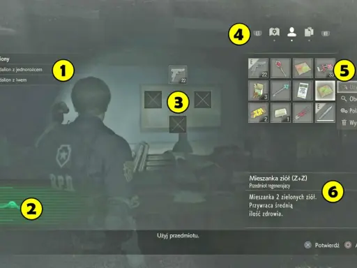 Resident Evil 2 solucja: Leon szuka medalionów, ma pistolet i apteczkę. W ekwipunku klucze i mapy.