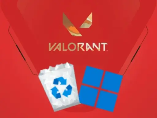 Ikona kosza na śmieci i logo Windows obok napisu Valorant sugerują, jak odinstalować Valorant.