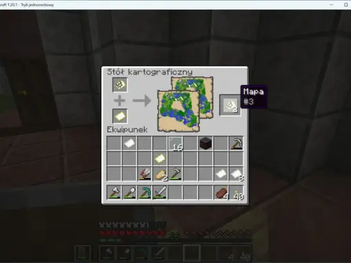 Jak zrobić stół kartograficzny w Minecraft: połącz papier z mapą, by stworzyć nową mapę #3.