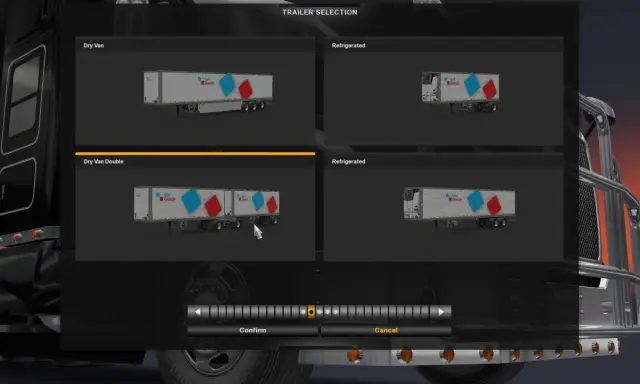 Wybór naczepy w ETS2: Dry Van Double, potencjalnie najbardziej opłacalna naczepa ets2.