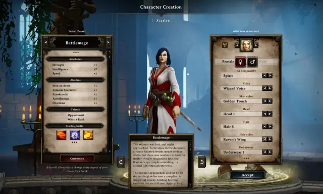 Tworzenie postaci w Divinity Original Sin: wybór klasy Battlemage, modyfikacja atrybutów i umiejętności. Poradnik.
