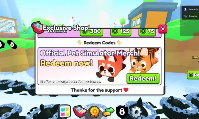 W grze Pet Simulator 99 szukaj kodów na oficjalne gadżety! Kliknij "Redeem" i zdobądź nagrody.