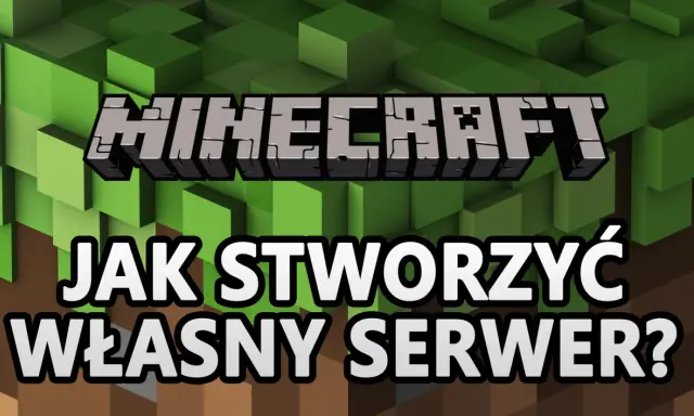 Jak stworzyć serwer Minecraft? Grafika z logo gry i pytaniem o tworzenie własnego serwera.