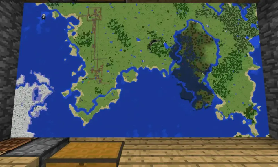 Odkryj świat Minecrafta na tej mapie! Zobacz, jak zrobic mape w mc, eksplorując lądy, morza i śnieżne krainy.