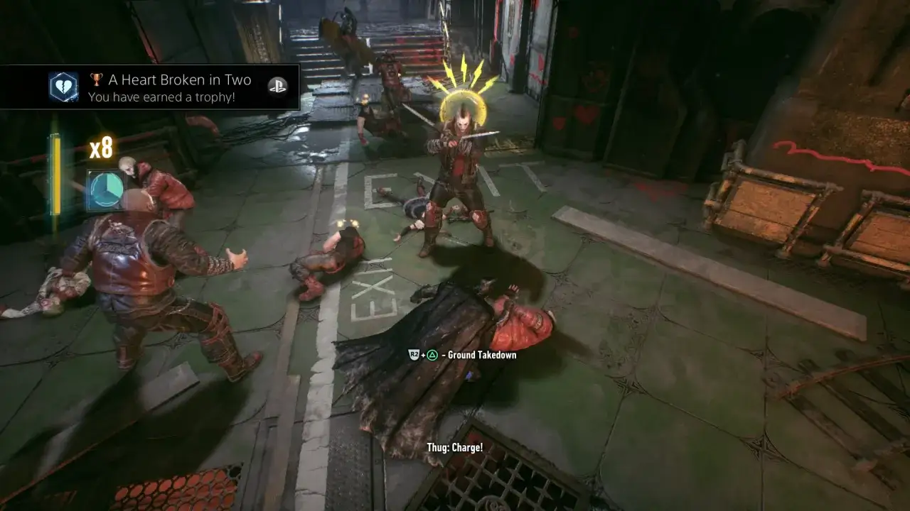 Batman w akcji w Batman Arkham Knight poradnik. Pokonani przeciwnicy, zdobyty puchar 