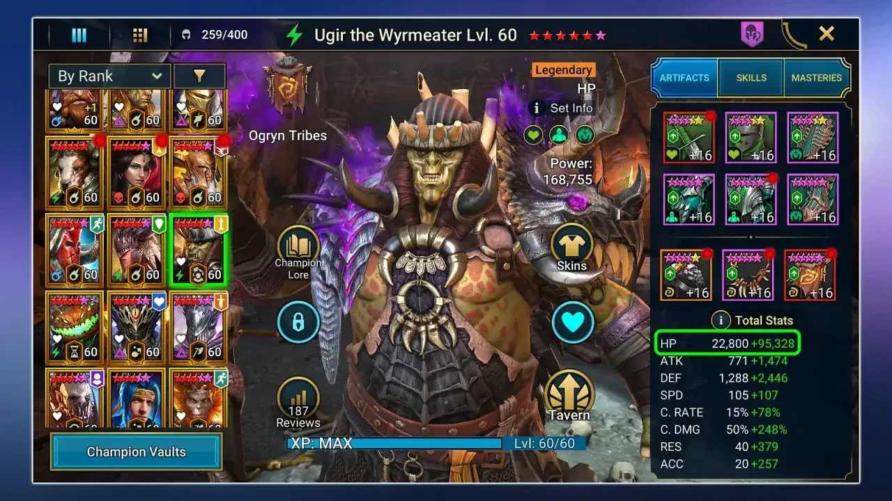 Ugir the Wyrmeater, legendarny bohater z Raid Shadow Legends, gotowy do walki. Sprawdź jego statystyki i wyposażenie, by zdobyć inspirację do własnych kodów!