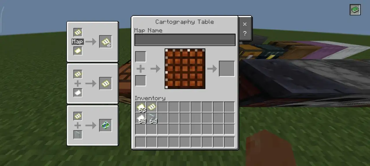 Jak zrobić stół kartograficzny w Minecraft: połącz mapę z papierem, by stworzyć nową mapę.
